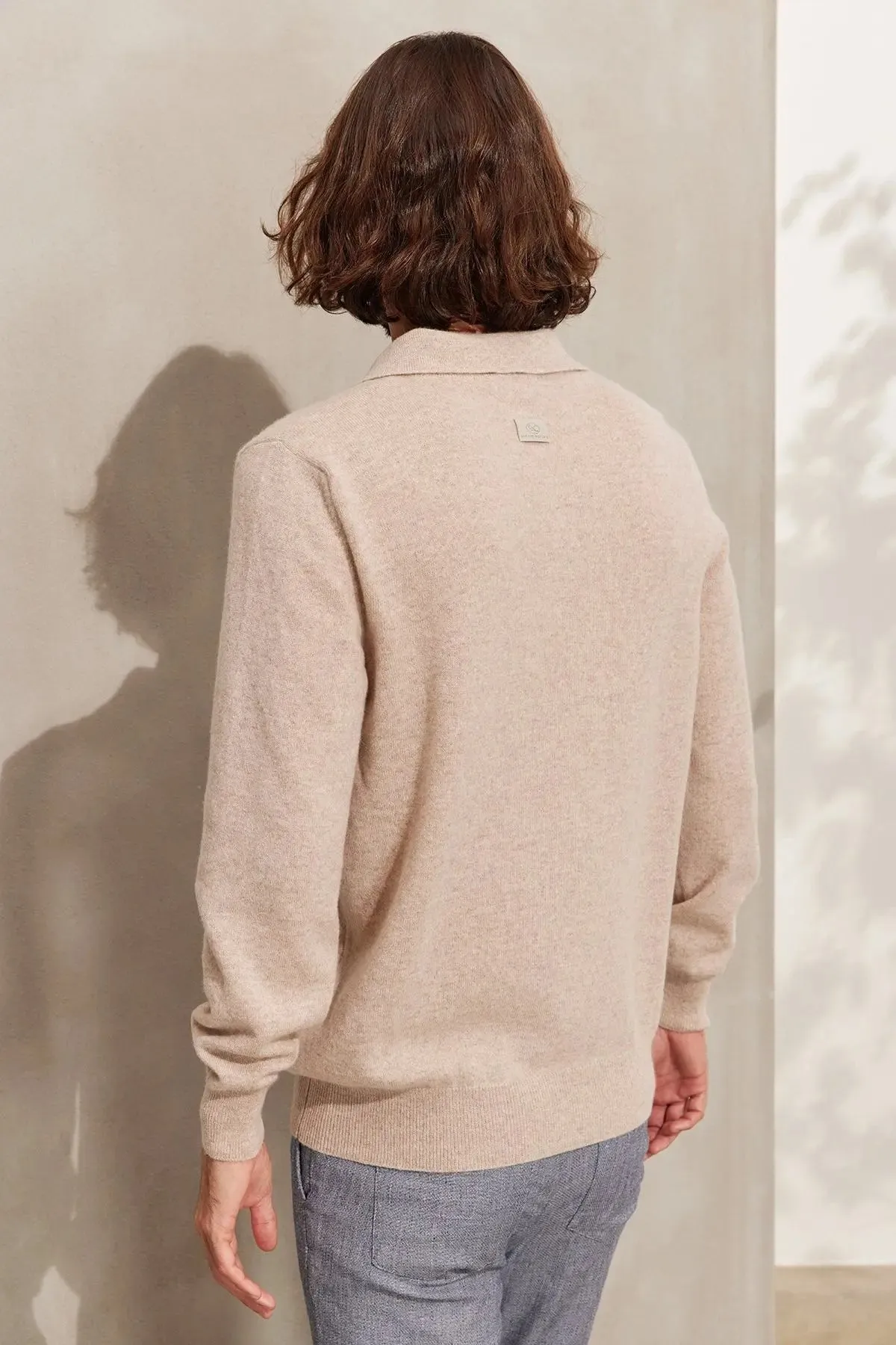 Sand Beige Pure Cashmere Men's Sweater