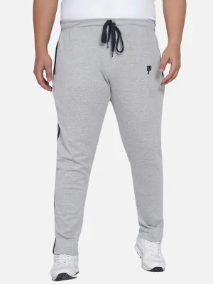 Santonio - Men Grey Plus Size Solid Straight-Fit Track Pants