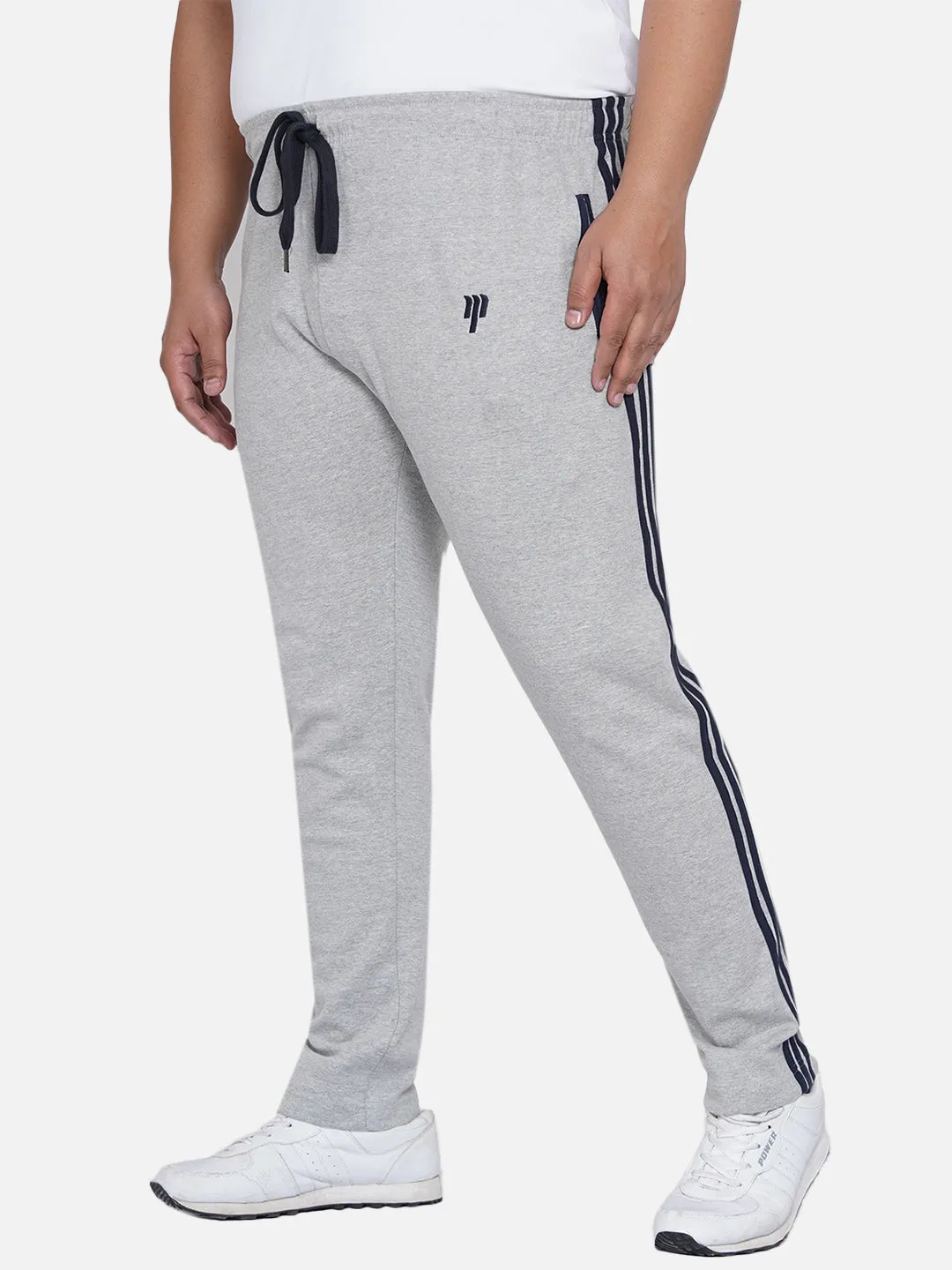 Santonio - Men Grey Plus Size Solid Straight-Fit Track Pants