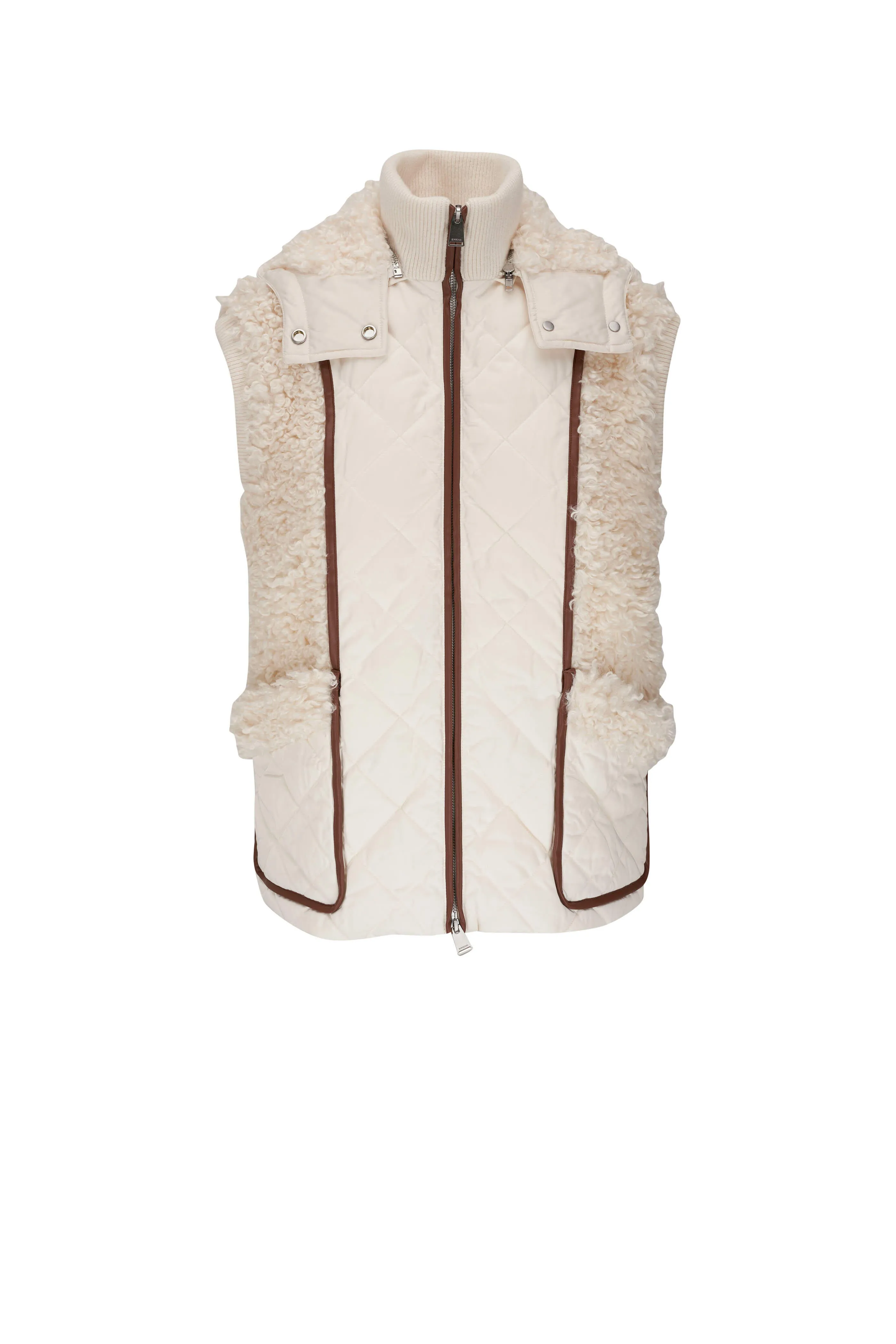 Sarai Shearling Hooded Vest - Eggshell