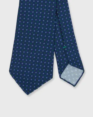 Silk Print Tie in Midnight/Moss Flower