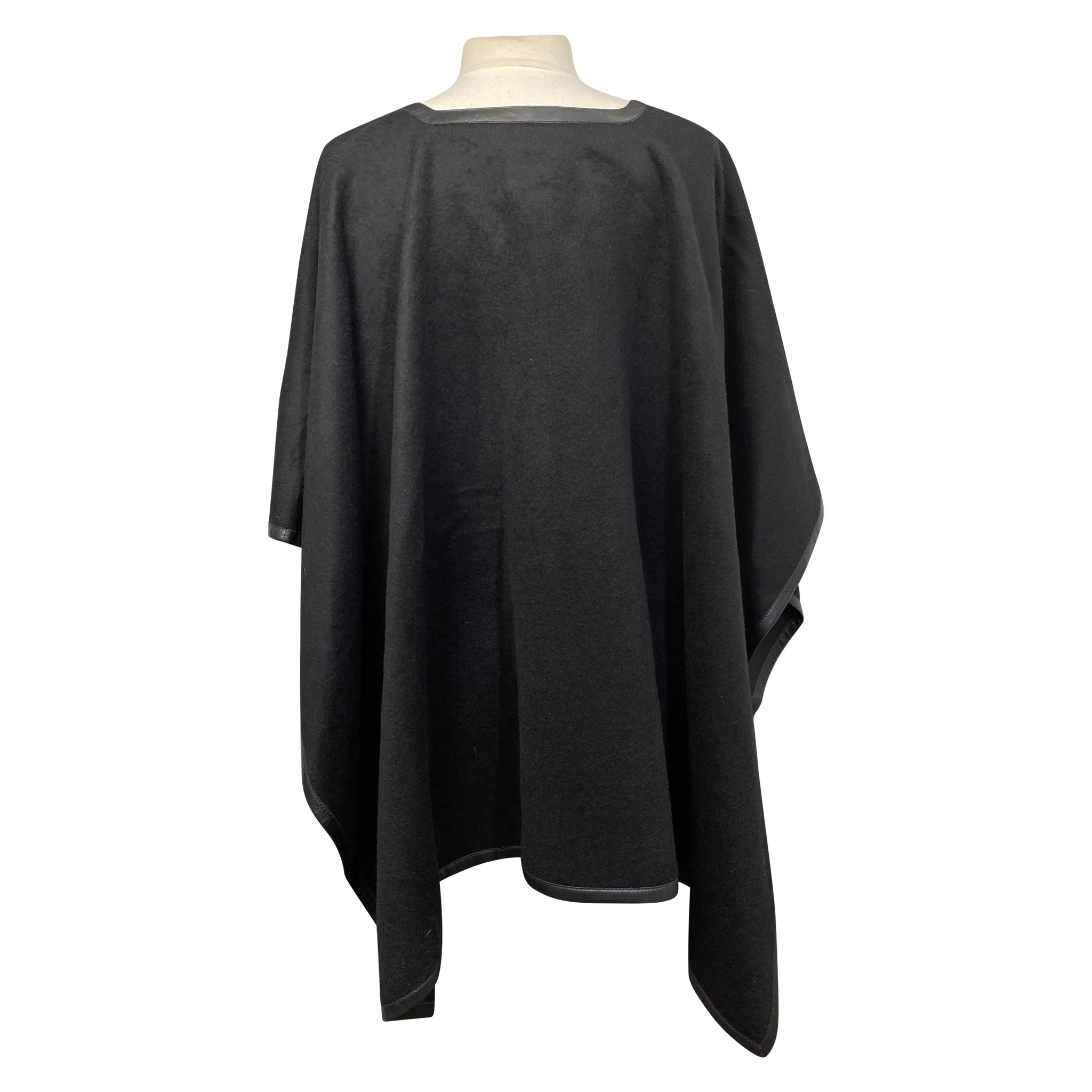 Stick & Ball Tassel Alpaca Poncho in Black - One Size