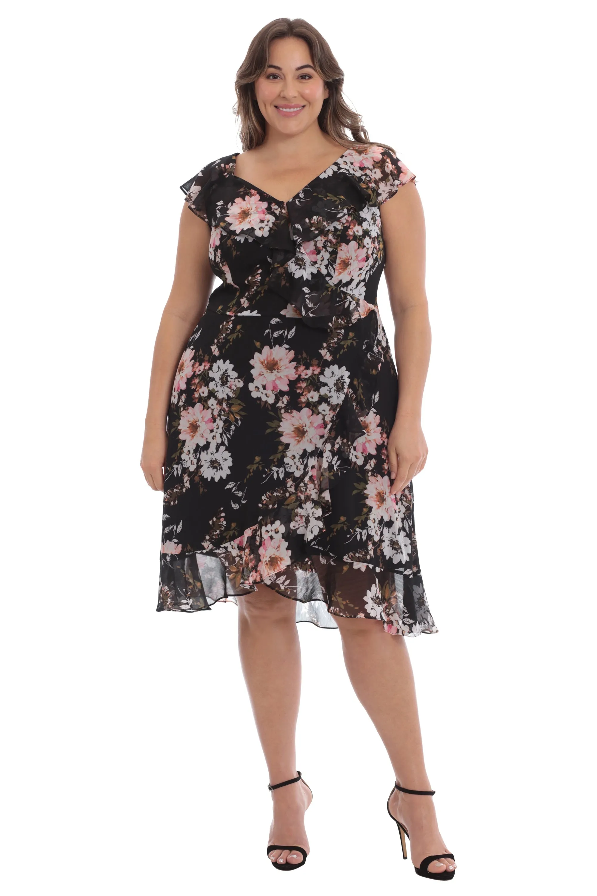 SURPLICE FLORAL DRESS