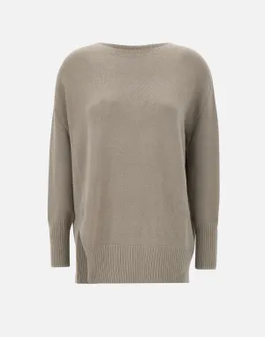 Taupe Viscose-Angora Blend Sweater