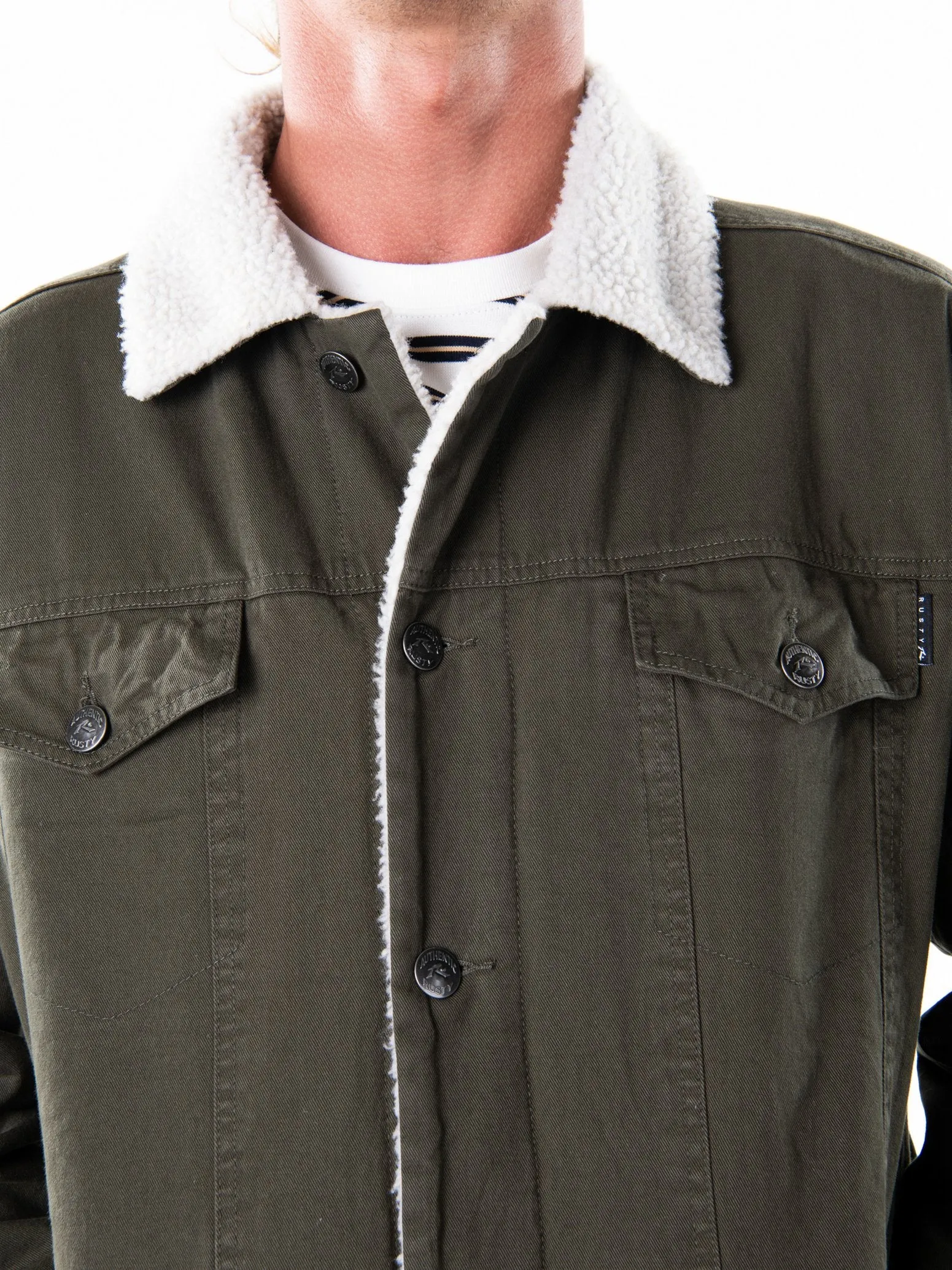 Throne Sherpa Trucker Jacket - Rifle Green