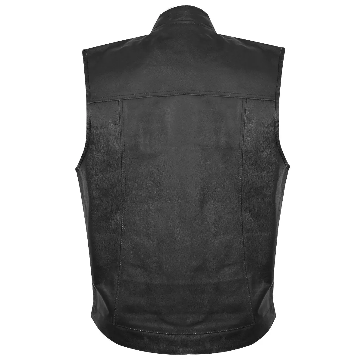 USA Leather 1205 Men's Black 'Combat Style' Motorcycle Biker Leather Vest