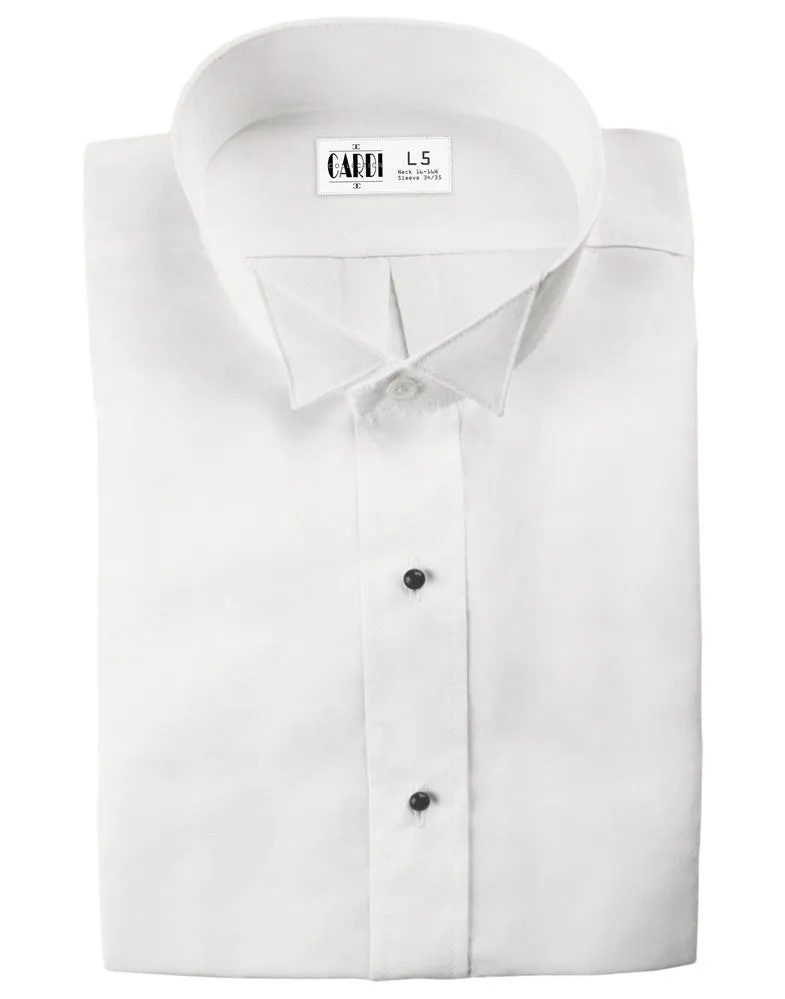 White Wing Collar Non-Pleated Tuxedo Shirt for Big & Tall Men - Ultra Soft Fabric!