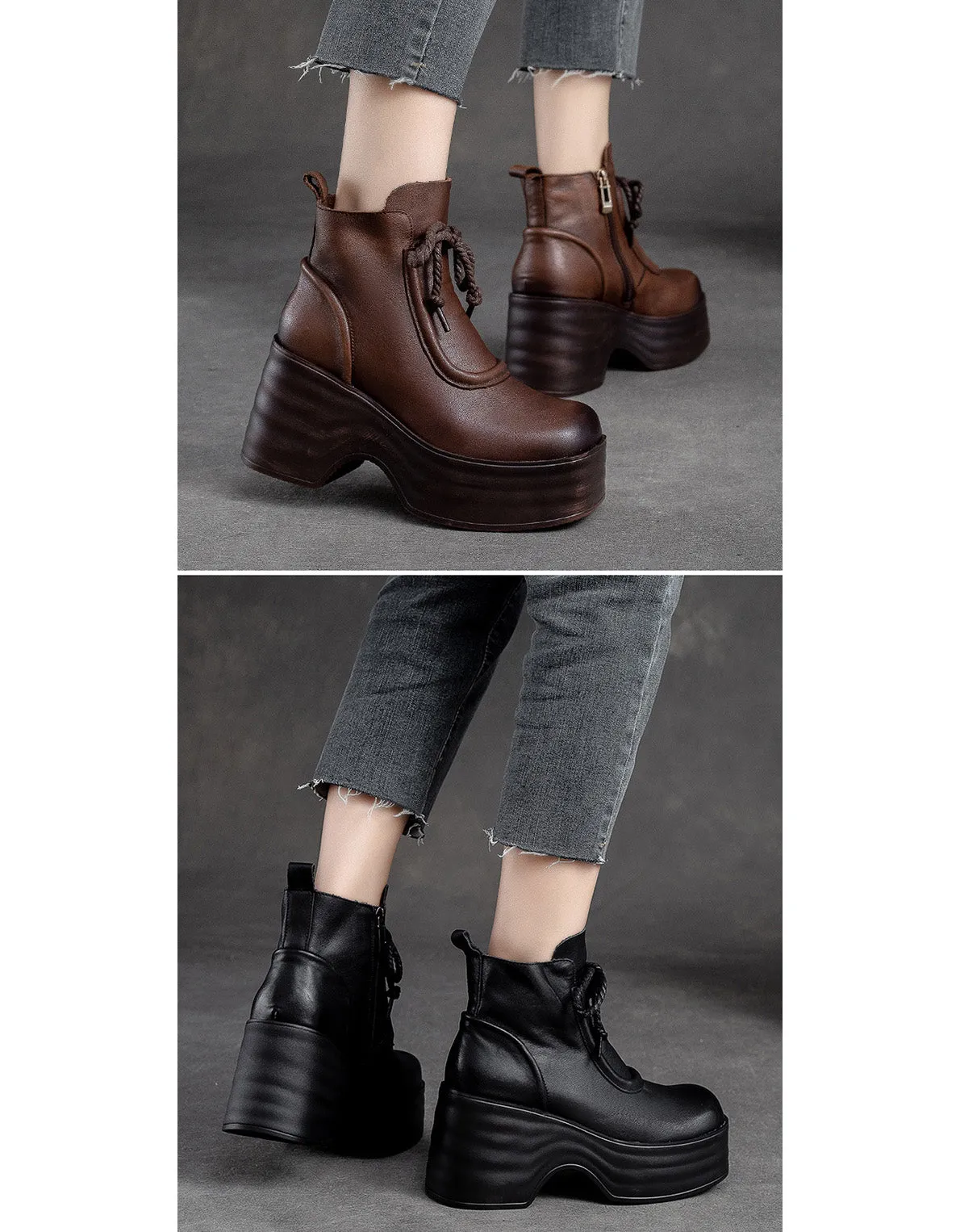 Winter Autumn Square Toe Comfortable Platform Boots