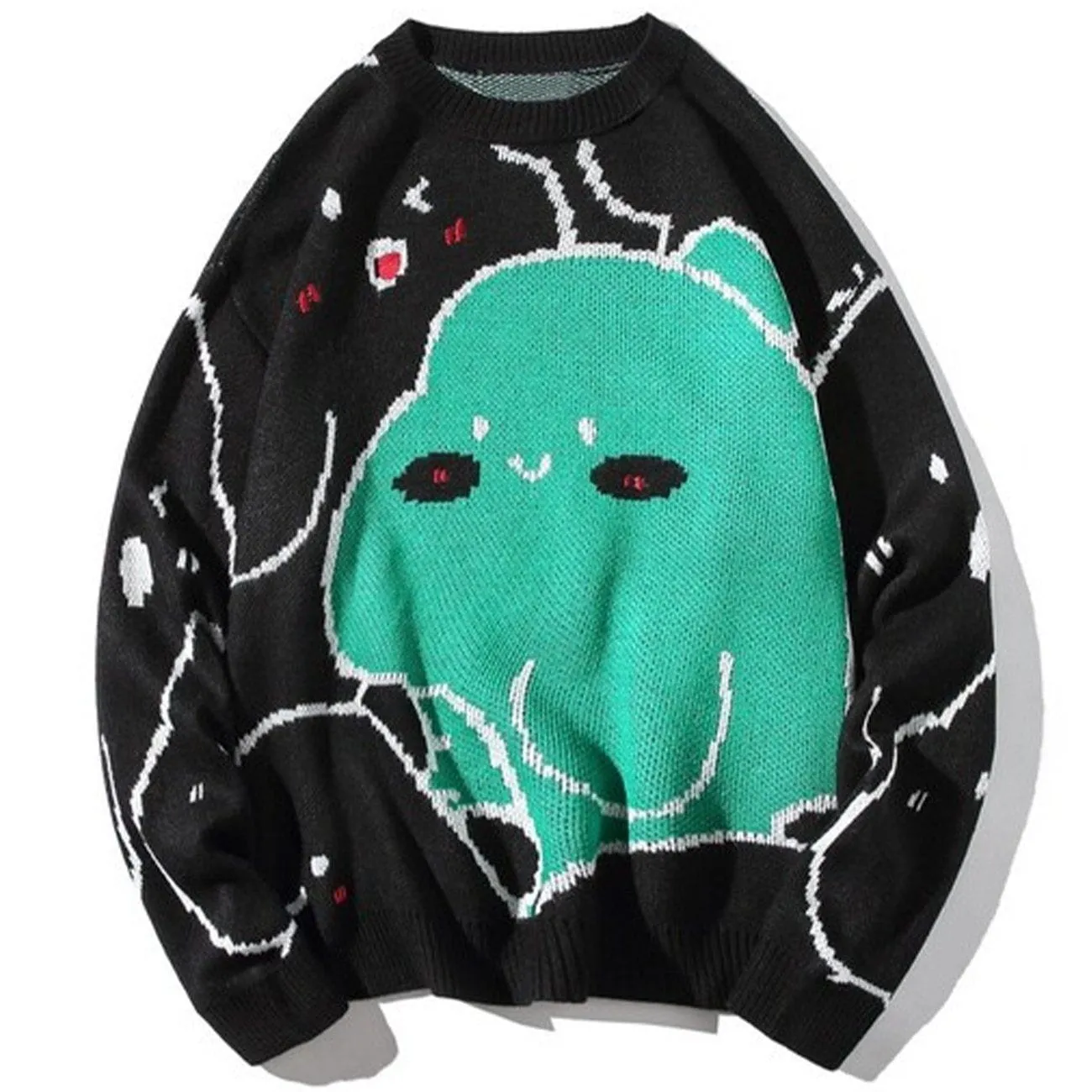 WLS Little Dinosaur Cartoon Print Knit Sweater