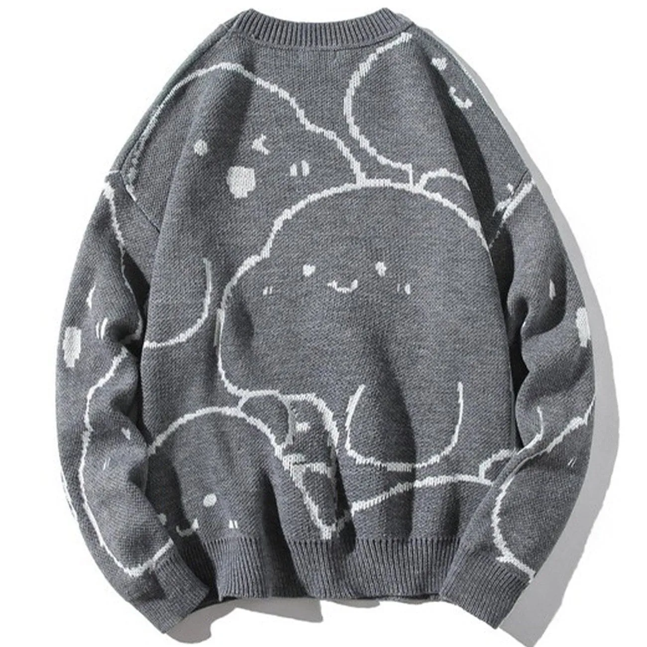 WLS Little Dinosaur Cartoon Print Knit Sweater