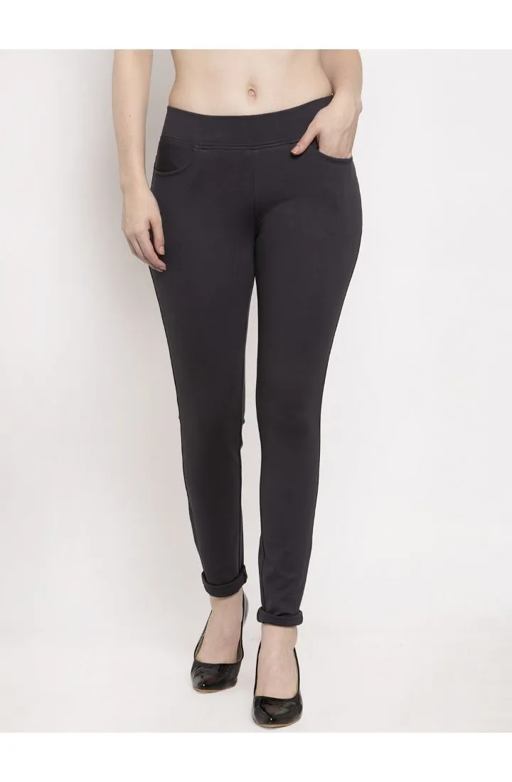 Women Dark Grey Skinny fit 4 way Stretchable Trouser