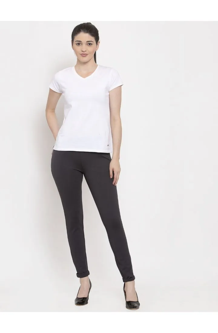 Women Dark Grey Skinny fit 4 way Stretchable Trouser