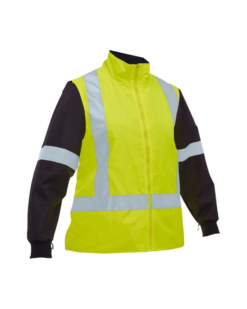 Womens Taped Hi Vis 5 In 1 Rain Jacket - Yellow/Navy